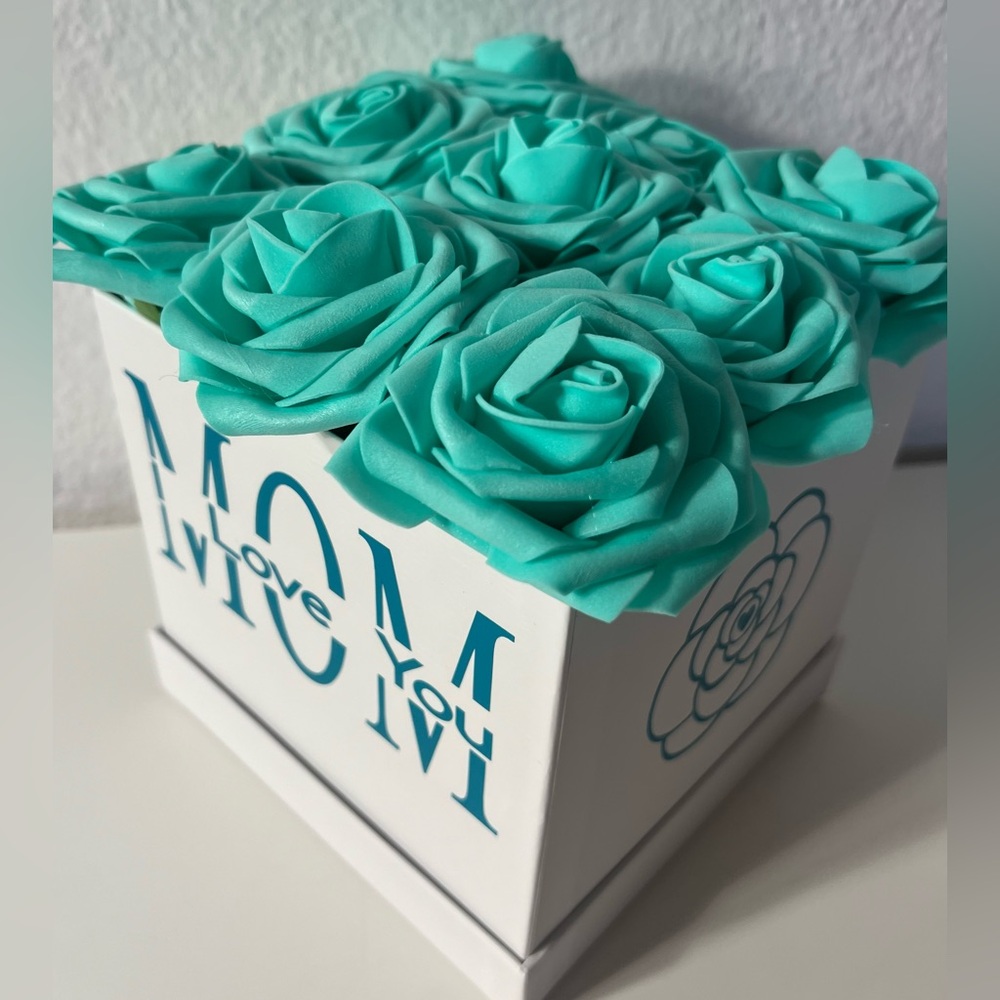 Mothers day gift present roses glowers tiffany blue white handmade custom